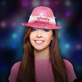 Pink Sequin Light Up Fedora Hat-Imprintable Band Available
